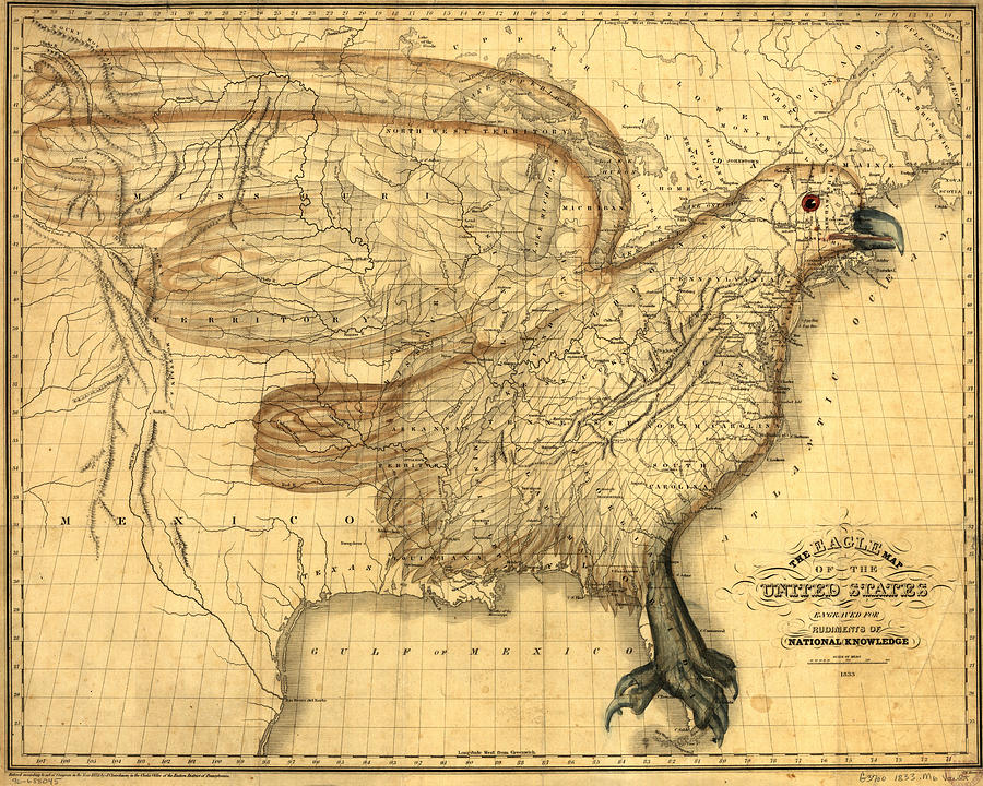 The Eagle Map - Circa 1832 Photograph by David Hinds