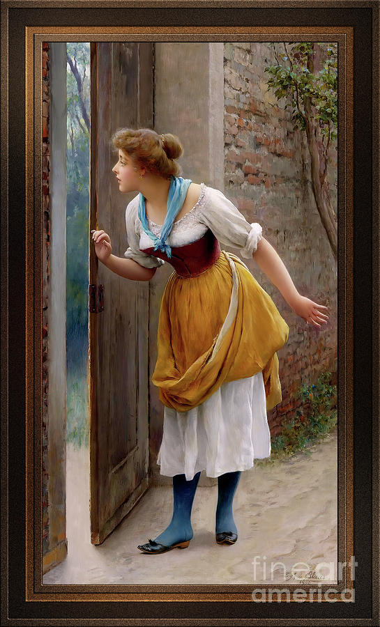 The Eavesdropper by Eugen von Blaas Remastered Xzendor7 Classical Fine Art Reproductions Painting by Xzendor7
