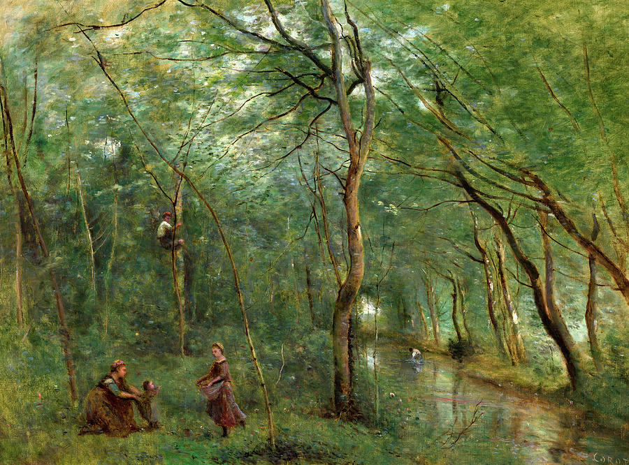 Wildlife Painting - The Eel Gatherers, 1860-1865 by Jean-Baptiste-Camille Corot