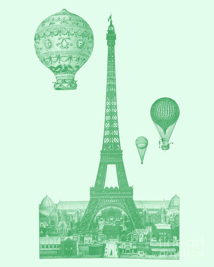 Eiffel Tower Digital Art - The Eiffel Tower In Green by Madame Memento