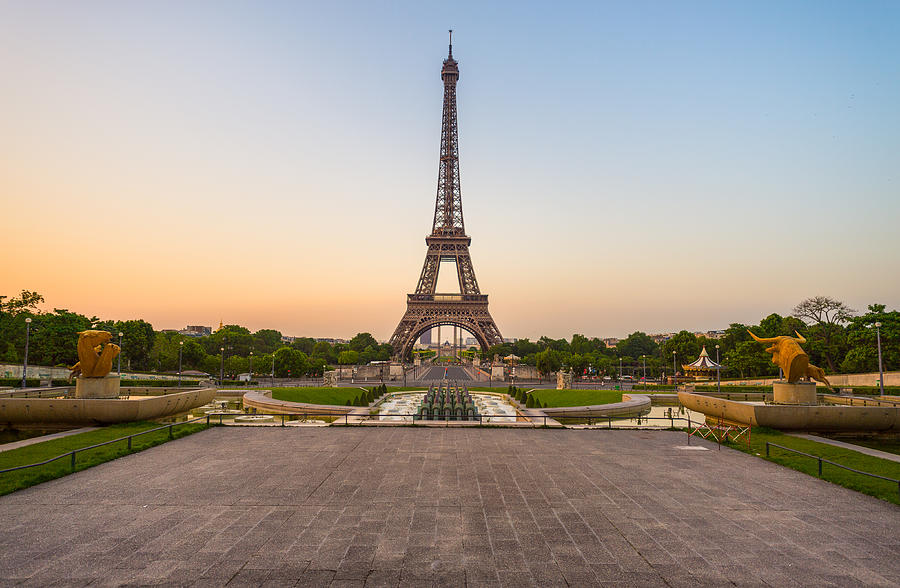 The Eiffel Tower in the early morning Photograph by Chalermkiat Seedokmai