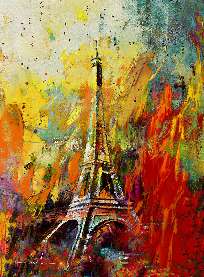 The Eiffel Tower Painting by Miki De Goodaboom