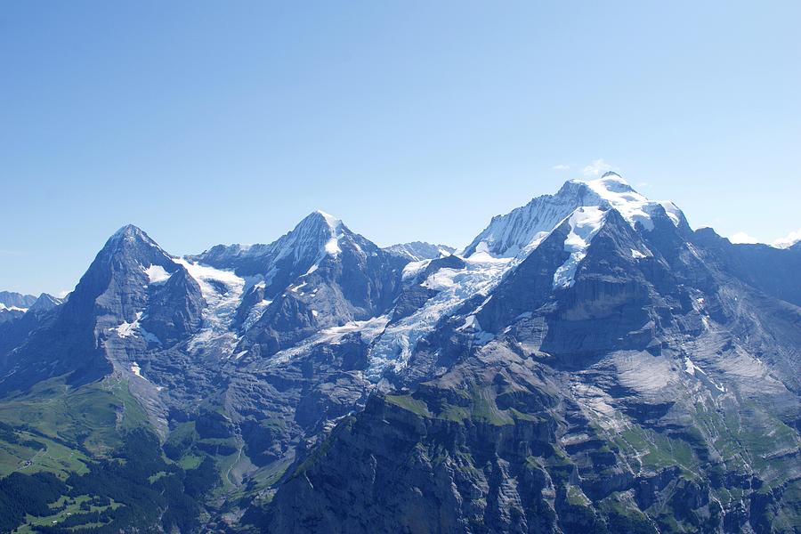 The Eiger, the Monch and the Jungfrau from Schilthorn in the Bernese ...