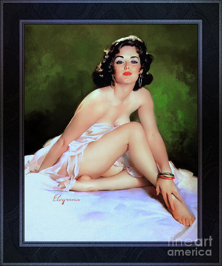 The Elegant Beauty Of Annette by Gil Elvgren Vintage Illustration Xzendor7 Art Reproductions Painting by Rolando Burbon