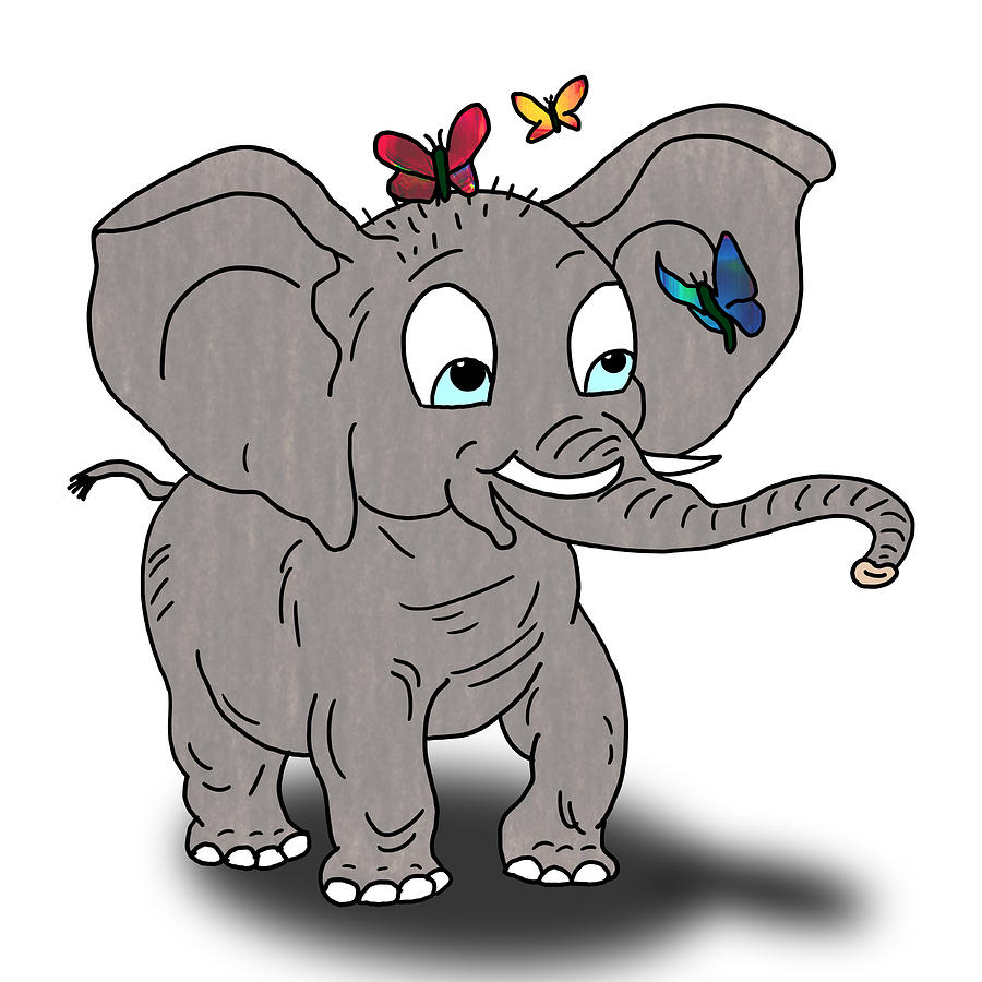The Elephant and the Butterflies Digital Art by John Haldane