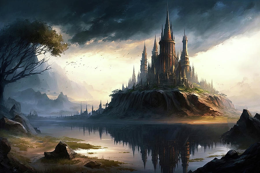 The Elven city of Isaena Aethel, 03 Painting by AM FineArtPrints