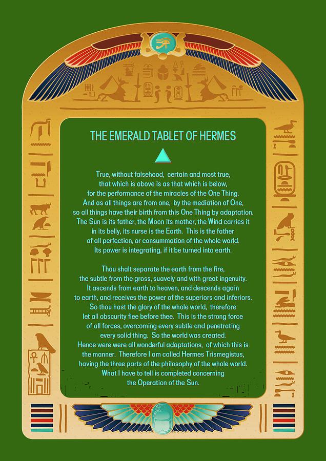 Emerald Tablet Digital Art - The Emerald Tablet of Hermes by Judy Kennedy
