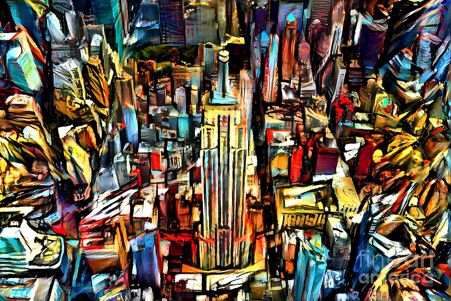 The Empire State Building  In Brutalist Contemporary Abstract 20220623 v2 Mixed Media by Wingsdomain Art and Photography