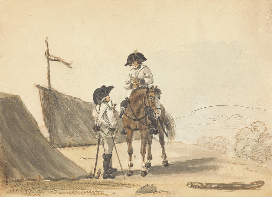 The Encampment Drawing by Philip James de Loutherbourg