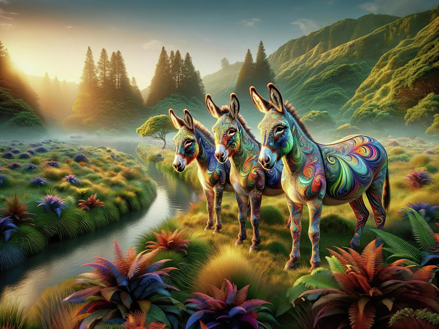 The Enchanted Donkeys Digital Art by Bill and Linda Tiepelman