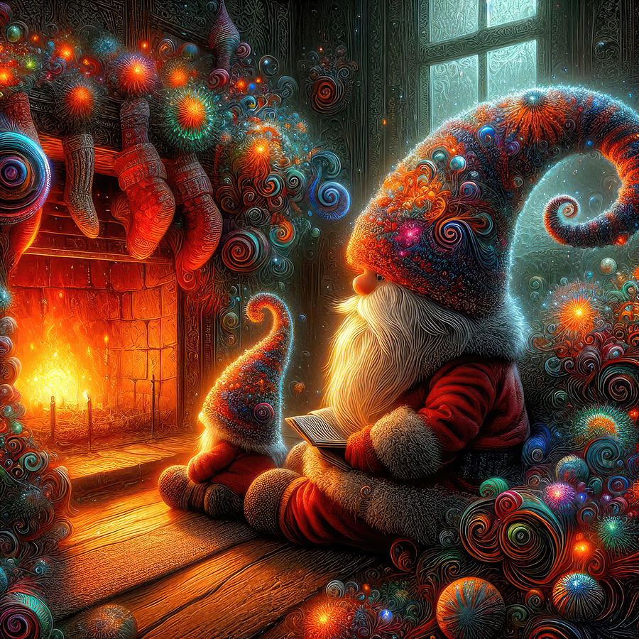 The Enchanted Eve of Yuletide Gnomes Digital Art by Bill and Linda Tiepelman