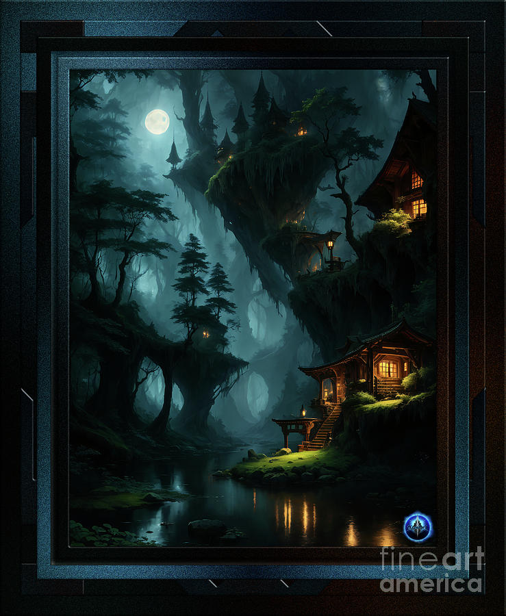 The Enchanted Forest Of Coi Fantasy AI Concept Art by Xzendor7 Painting by Xzendor7