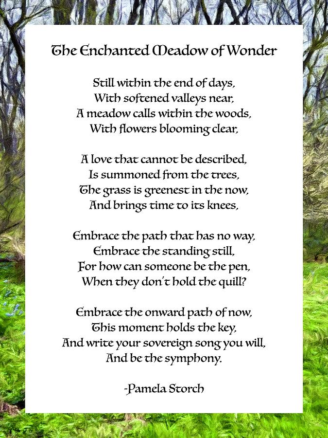 Flower Digital Art - The Enchanted Meadow of Wonder Poem by Pamela Storch