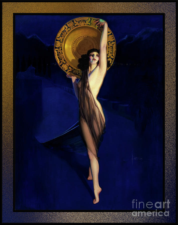 The Enchantress Art Deco Pin-up by Rolf Armstrong Vintage Pin-Up Girl Art Painting by Rolando Burbon