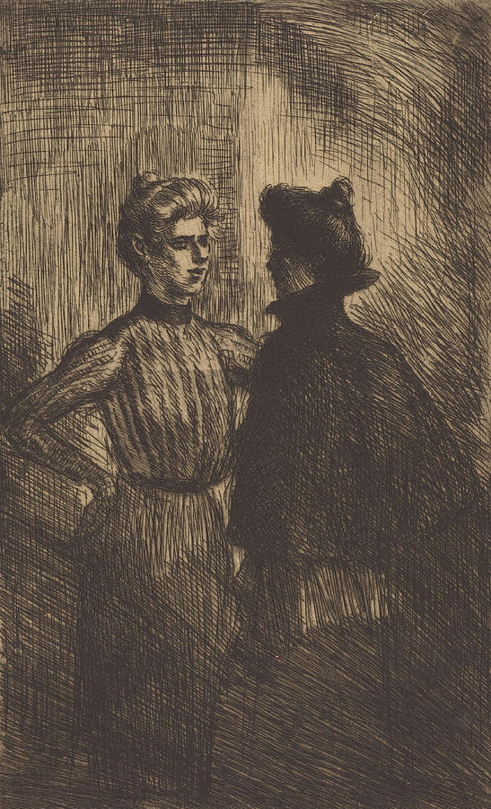 The Encounter Drawing by Theophile Alexandre Steinlen