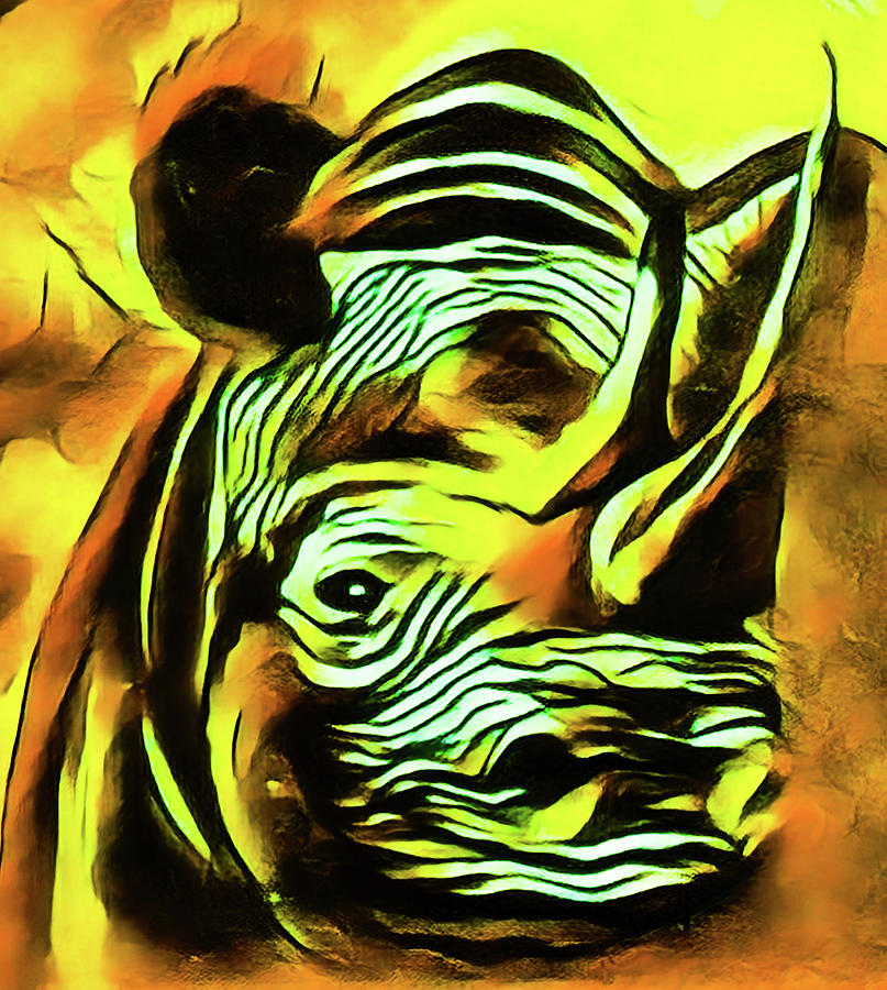 The Endangered Rhino Digital Art by Loraine Yaffe