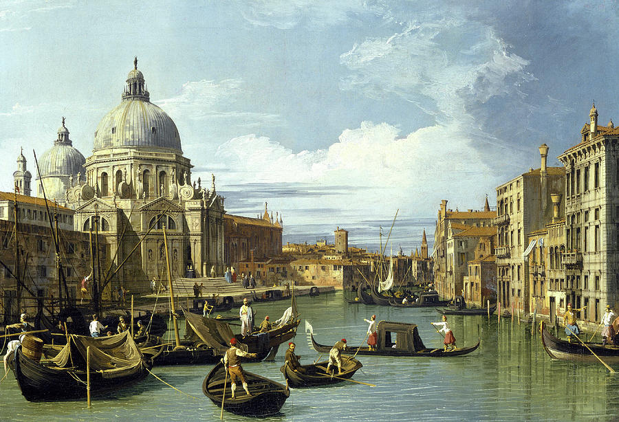 The Entrance to the Grand Canal, Venice, circa 1730 Painting by Canaletto