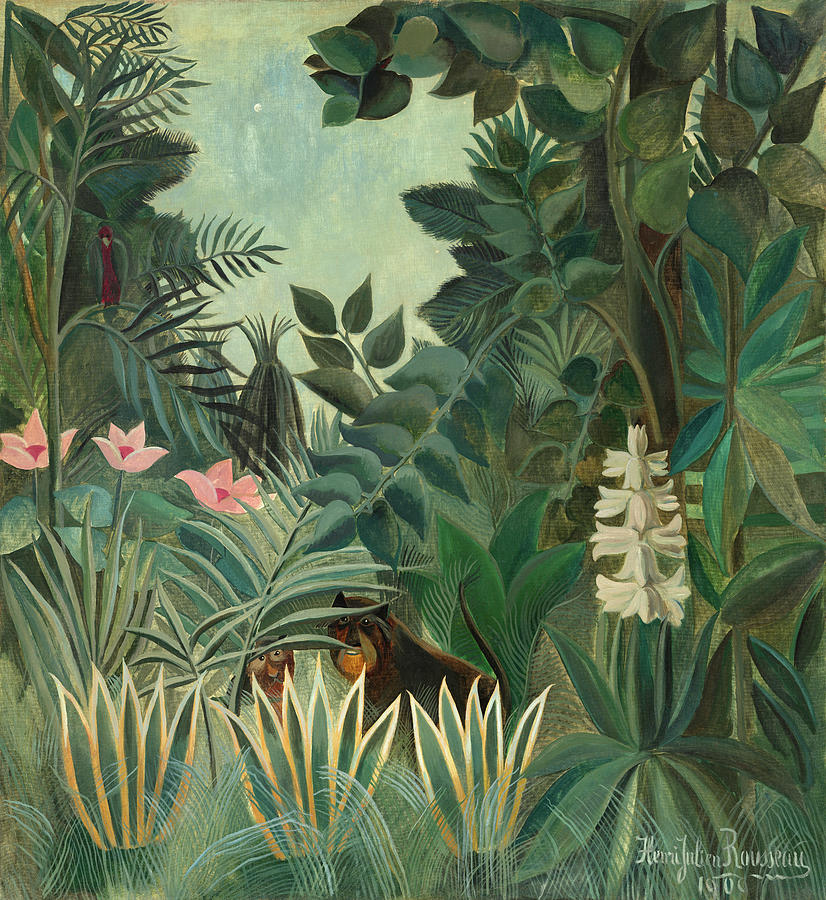 Henri Rousseau Painting - The Equatorial Jungle, 1909 by Henri Rousseau