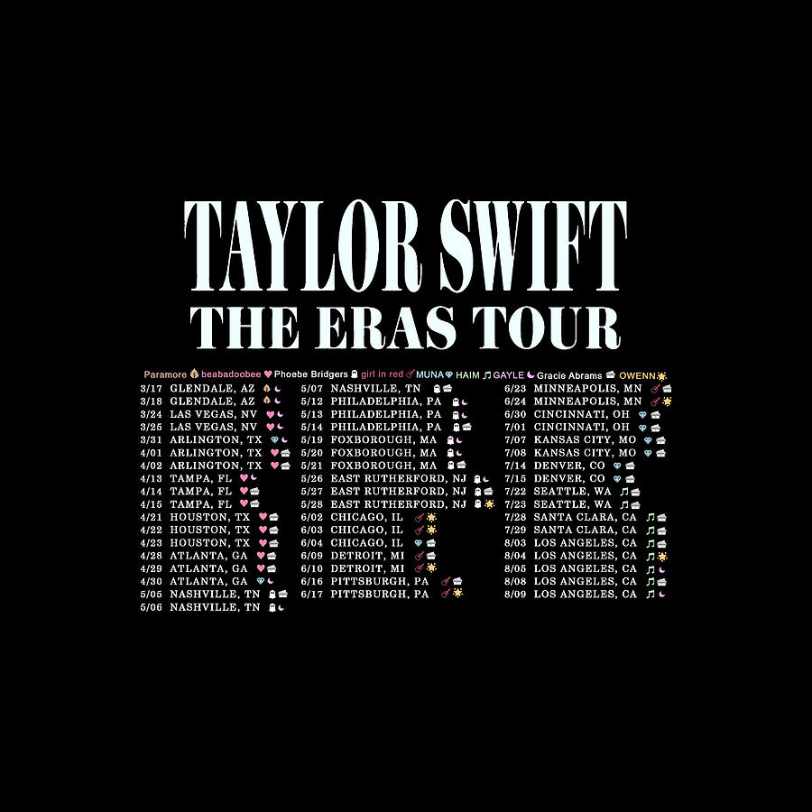 The Eras Taylor Swift Tour Dates 2023 Ms40 Digital Art by Mahdi ...