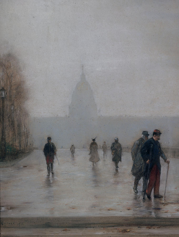 The Esplanade des Invalides, in 1916 Painting by Henri Gervex