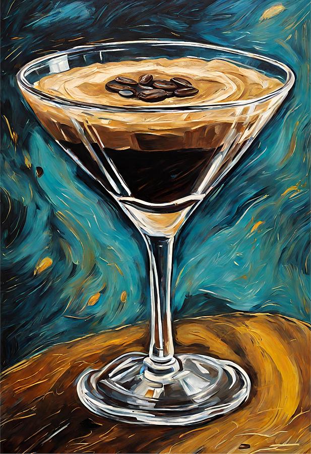 Martini Digital Art - The Espresso Martini of van Gogh by Febraio Design