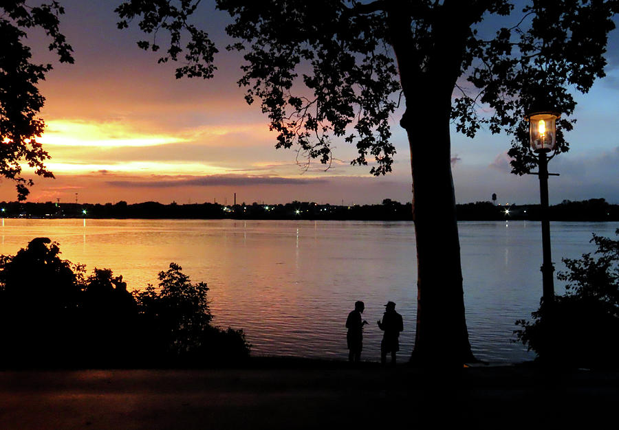 The Evening Chat Along the Delaware River in Riverton, New Jersey Photograph by Linda Stern