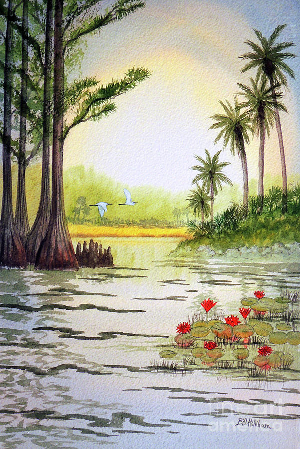 The Everglades Egrets At Sunrise Painting