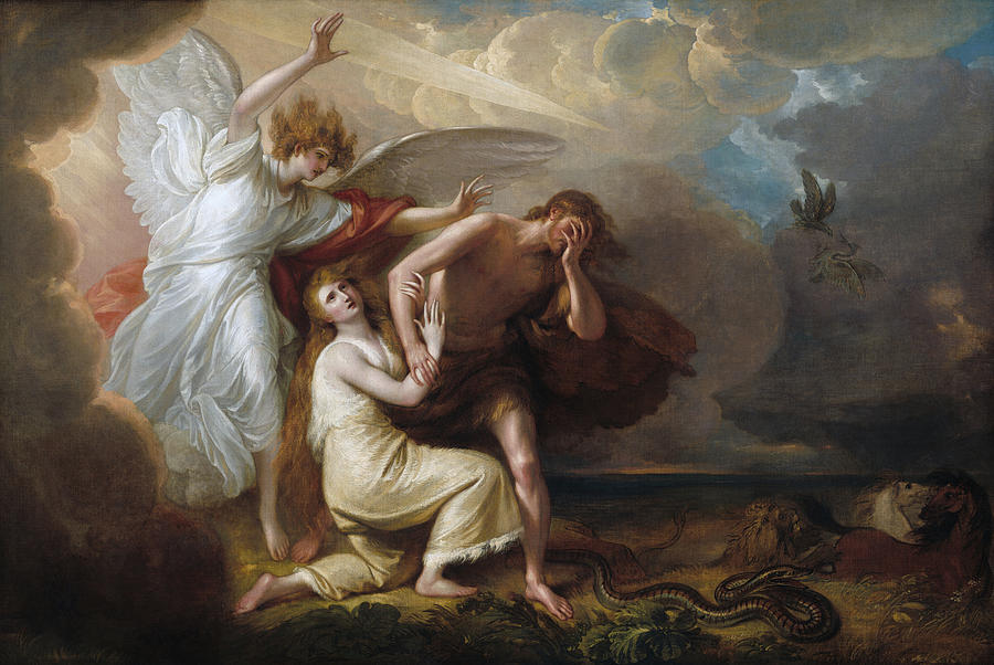 The Expulsion of Adam and Eve from Paradise - Benjamin West Painting by War Is Hell Store