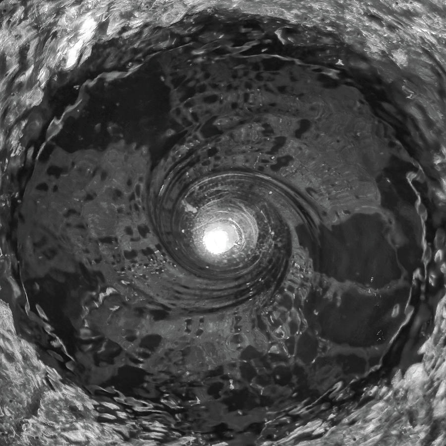 The Eye of a Water Tornado Vortex Black and White Photograph by Shawn OBrien