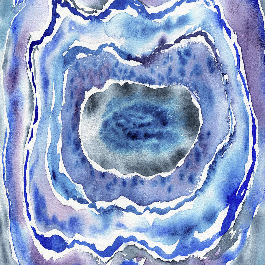 The Eye Of The Ocean Purple Blue Organic Curves Sea Above Abstract Watercolor I Painting by Irina Sztukowski