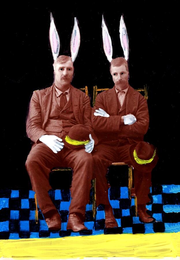 The Fabulous Bunny Brothers Painting by Jo Potocki The Fabulous Bunny Brothers Painting by Jo Potocki