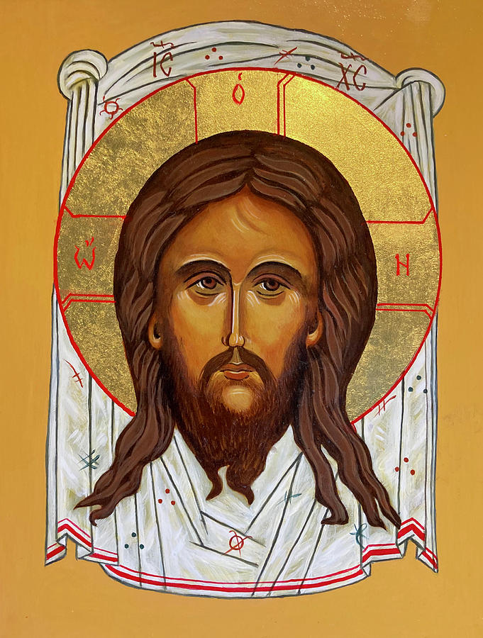 Jesus Christ Painting - The Face Not Made by Human Hands by Holly Stone