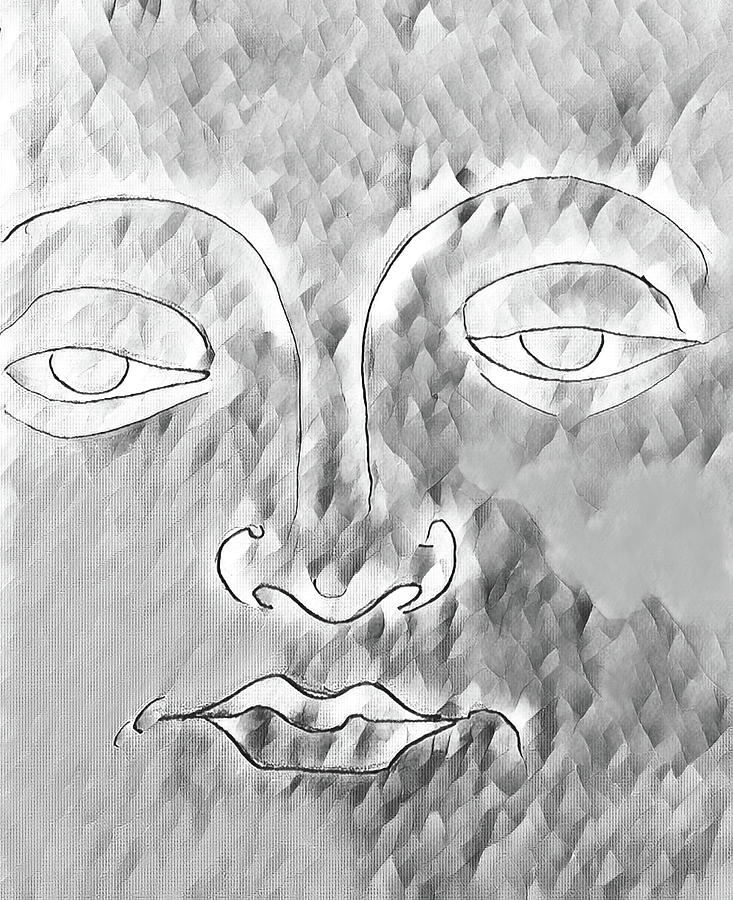 The Face of Calm BW 121323 Mixed Media by Mary Bedy