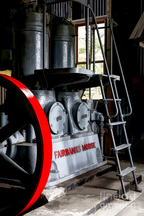 The Fairbanks Morse air-start diesel engine at the Koreshan State Historic Site in Estero, Florida Photograph by William Kuta