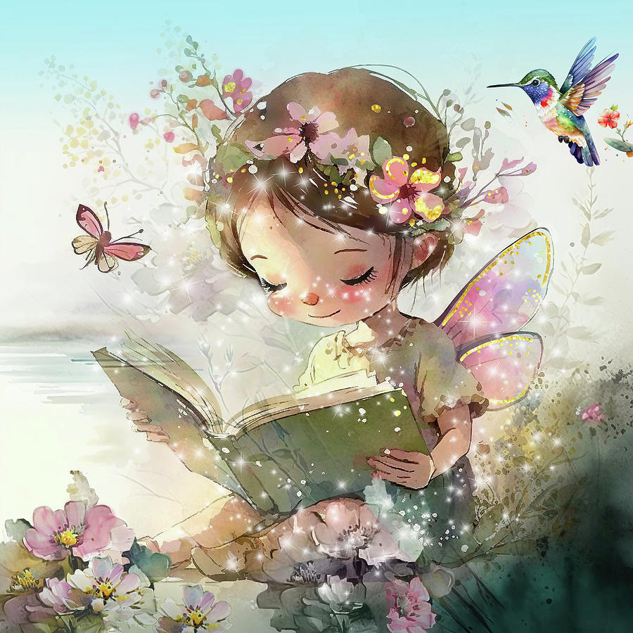 The Fairies Like To Read Mixed Media by Johanna Hurmerinta