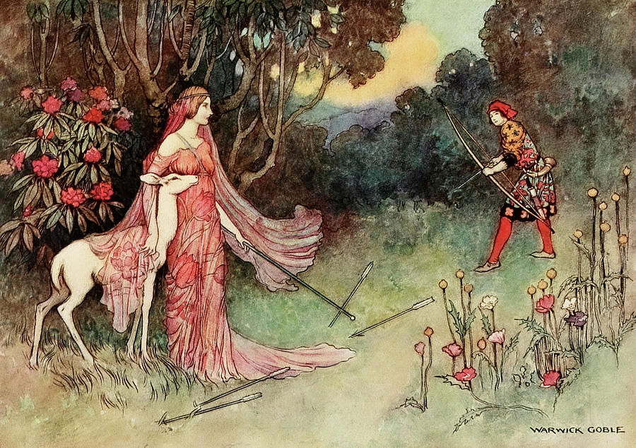 The Fairy Book 1913 - After care of Fairy Tulip, she was not wounded Drawing by Warwick Goble The Fairy Book 1913 - After care of Fairy Tulip, she was not wounded Drawing by Warwick Goble