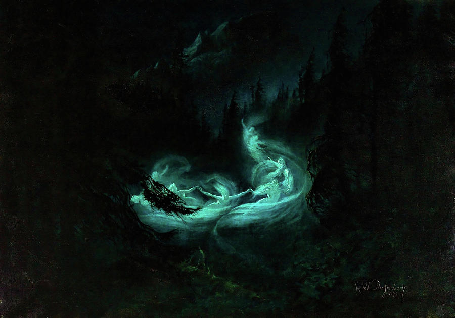 Karl Wilhelm Diefenbach Painting - The fairy dance - Digital Remastered Edition by Karl Wilhelm Diefenbach