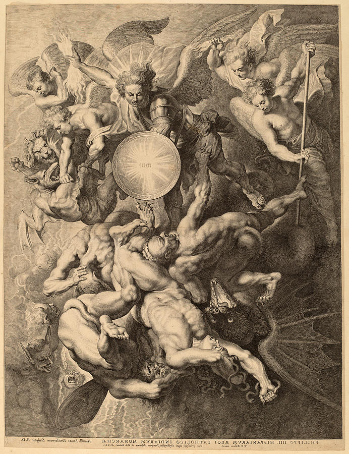 The Fall of the Rebel Angels Drawing by Lucas Vorsterman
