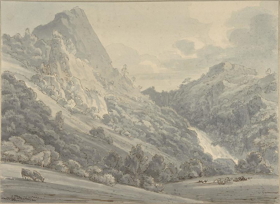 The Falls of Lodore art Drawing by Thomas Sunderland English - Fine Art ...