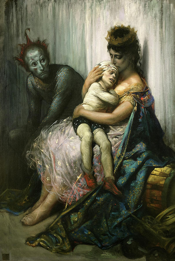 Gustave Dore Painting - The Family of Street Acrobats, the Injured Child by Gustave Dore