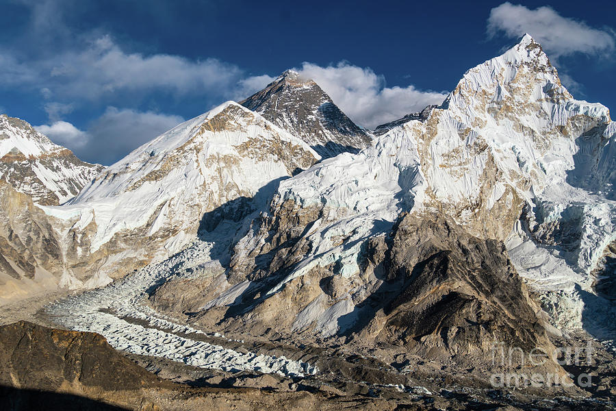The famous view of Mt Everest and Nuptse from the Kala Patthar v Photograph by Didier Marti