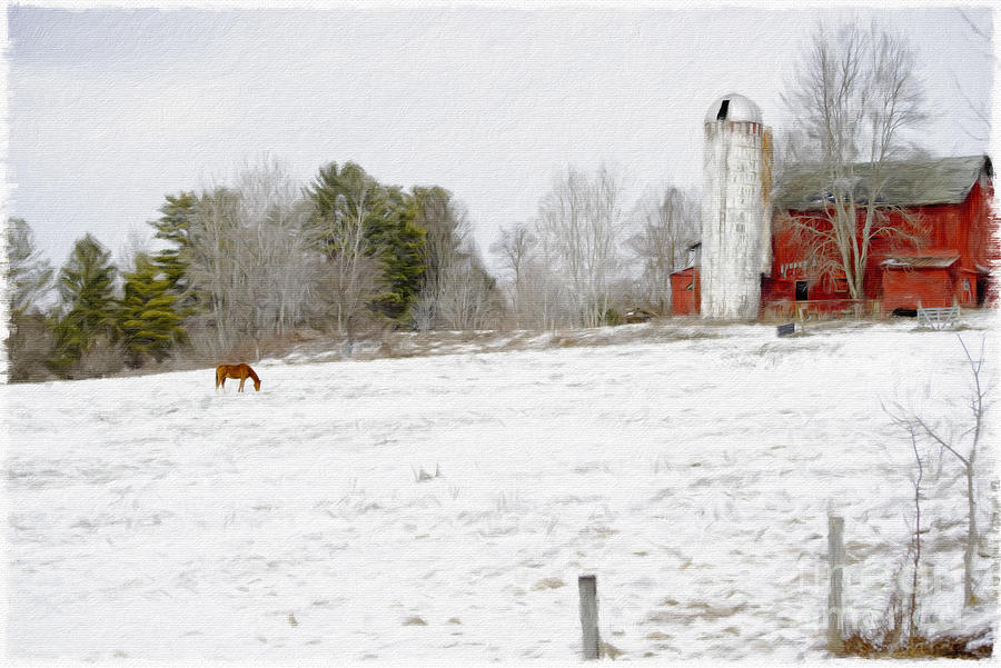 The Farm In Winter Painting