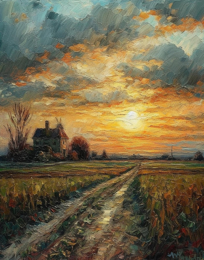 The Farmhouse at Dawn Painting by Hy - Fine Art America