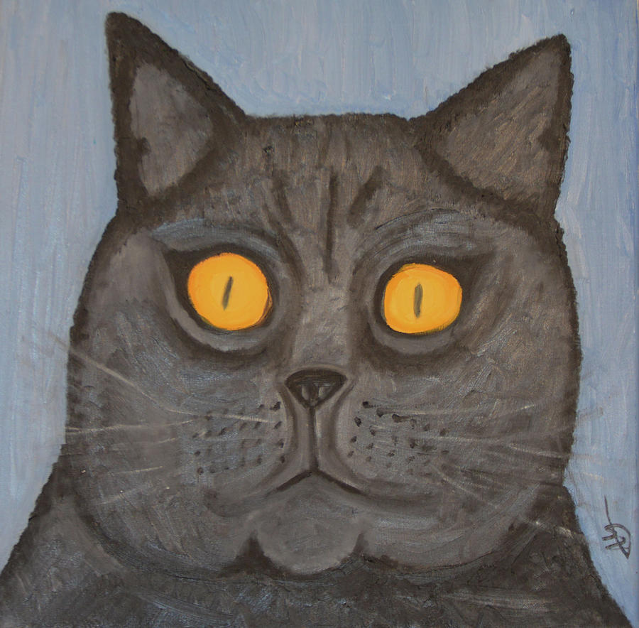 The Fat Black Cat Painting by Anita Hummel