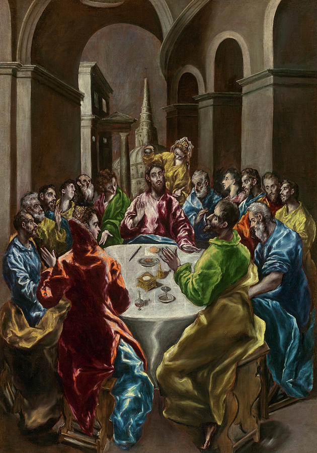 El Greco Painting - The Feast in the House of Simon, 1608-1614 by El Greco