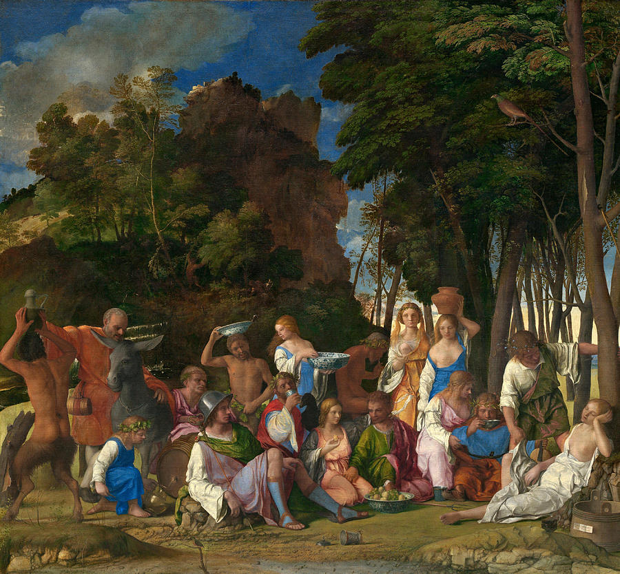 Titian Painting - The Feast of the Gods  by Giovanni Bellini  Titian