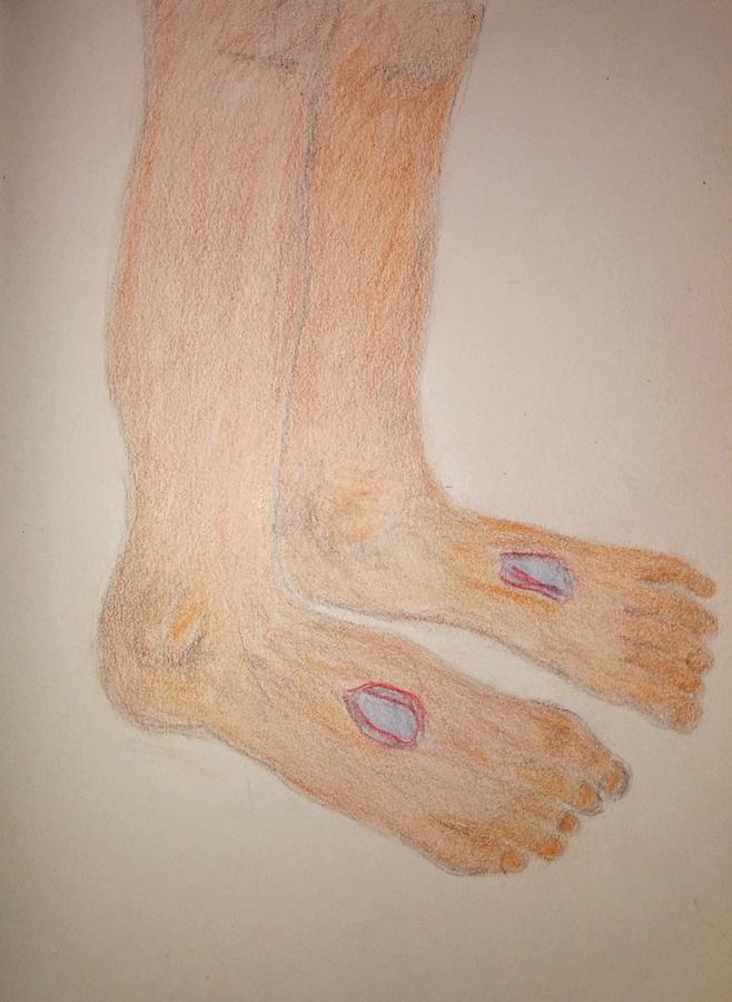 The Feet Of Jesus Drawing by Suzanne Berthier