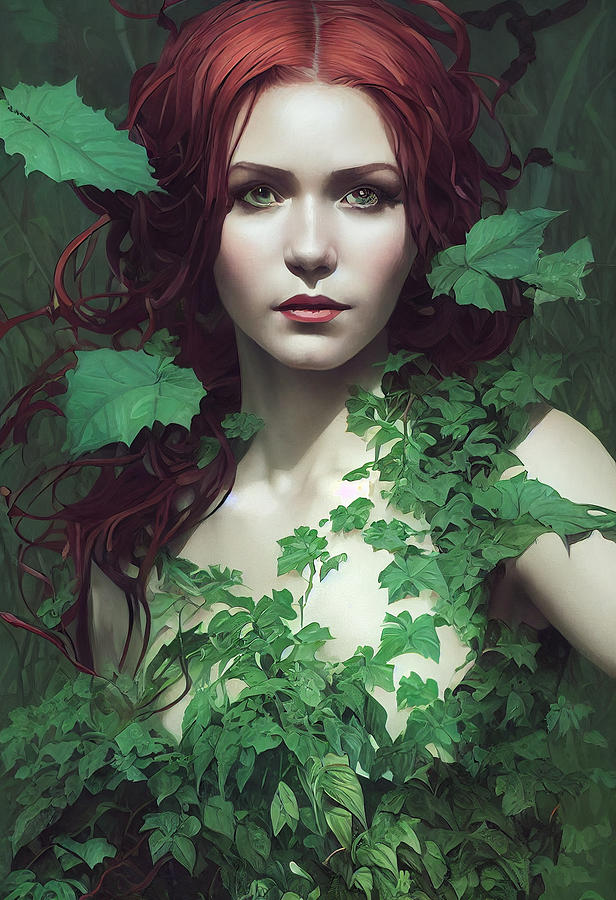 The Female Villain Poison Ivy Between Plants By Greg Rutkowski And ...