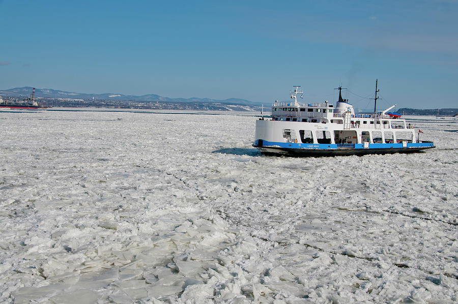 The ferry Quebec - Levis During Winter Photograph by Lieve Snellings