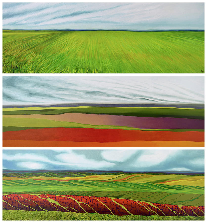 Landscape Painting - Rebirth From the Umbilicus 1-3 by Karen Williams-Brusubardis